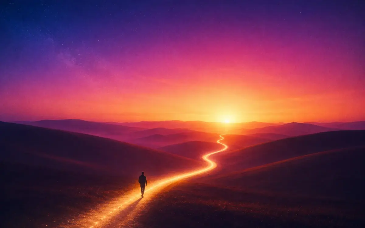Camino de luz hacia el amanecer